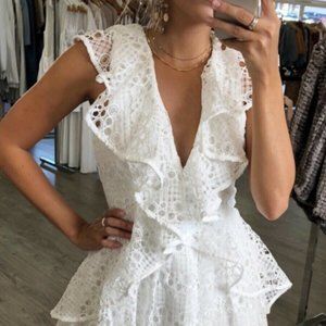 Elliatt Women's Interlude Sleeveless V Neck Ruffle Lace Mini Dress Small NEW